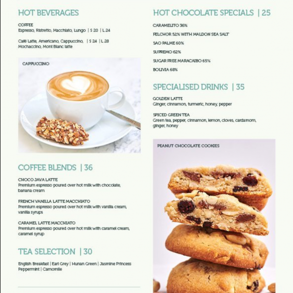 Five hotels and Resorts - The Delisserie cafe Publicity Menu print